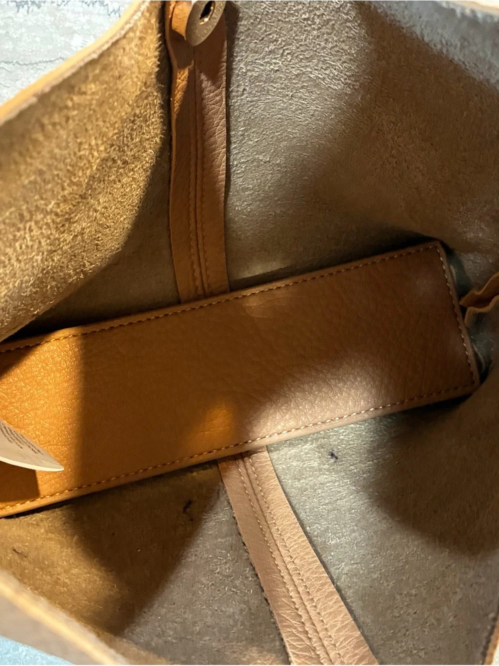 Anthropologie Tan Leather Mini Hobo Bag - Soft Pebbled Finish with Gold Buckle